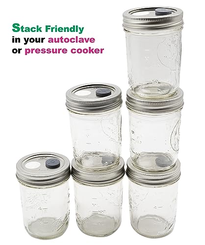 Root Mushroom Farm-6Pcs Regular Mouth Mushroom Liquid Culture Lids, Mason Jar Lid with large air exchange opening(13mm), 0.22um PTFE Filte r& 20mm Self Healing Injection Port - style: Regular Mouth Jar Lids