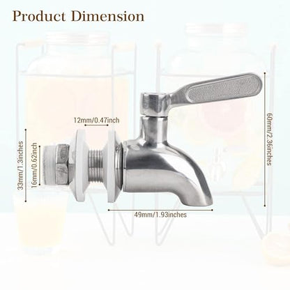 Stainless Steel Spigot for Beverage Dispenser, Water Dispenser Replacement Part, Outdoor Water Faucet for Sun Tea Jar, Party, Camping (2 Pack) - size: 2 Pack