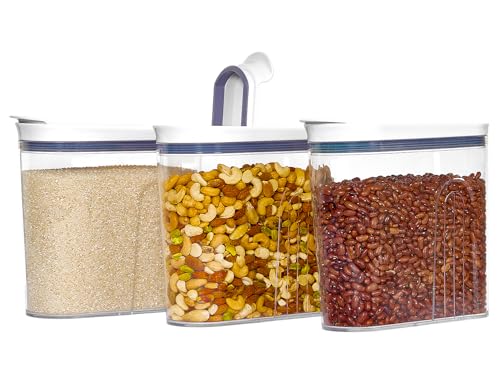 Felli Airtight Cereal Containers 3.3 Qt, Stackable BPA-Free Acrylic Cereal Dispenser with Flip-Top Lid, Medium Pantry Food Storage for Oats, Granola, Rice (Medium 3.3Qt - 3pk) - color: Medium 3.3Qt - 3pk