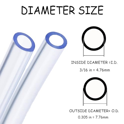 100 Feet PVC- 3/16" ID Clear Vinyl Tubing Food Grade Multipurpose Tube for Beer Line, Kegerator, Wine Making, Aquaponics, Air Hose - size: 3/16" ID, style: 100 Feet