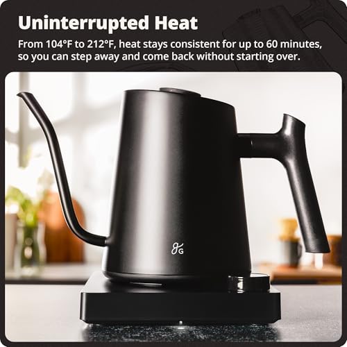 Greater Goods Electric Gooseneck Kettle, 1200W Stainless Steel with Precision Temperature Control, Fast Boil, BPA-Free, Ideal for Pour Over Coffee and Tea, 0.8L (Onyx Black) - color: Onyx Black