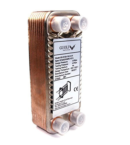 Brazed 18 Plates Heat Exchanger and Wort Chiller,Copper Brazed Wort Chiller R1/2" X 4,Stainless Steel Beer Chiller for Homebrew