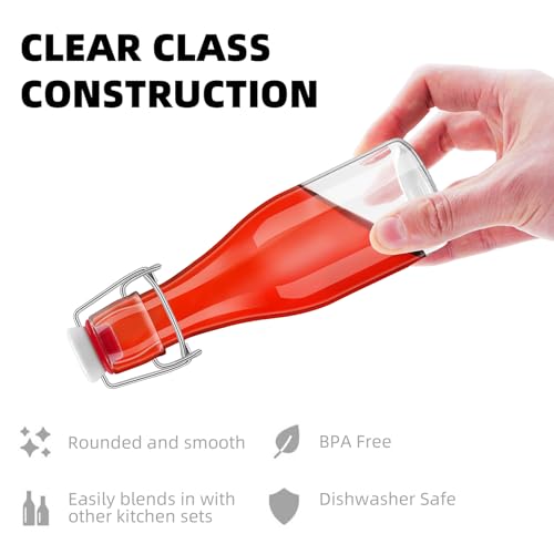 1Pc (5oz Round) clear Swing Top Brewing Bottles with Leak Proof Easy Caps, Glass Beer Bottle Flip Top Bottles For Kombucha, Kefir, Vanilla Extract, Beer (5oz Round) - size: 5.4 Ounces