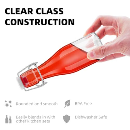 1Pc (5oz Round) clear Swing Top Brewing Bottles with Leak Proof Easy Caps, Glass Beer Bottle Flip Top Bottles For Kombucha, Kefir, Vanilla Extract, Beer (5oz Round) - size: 5.4 Ounces