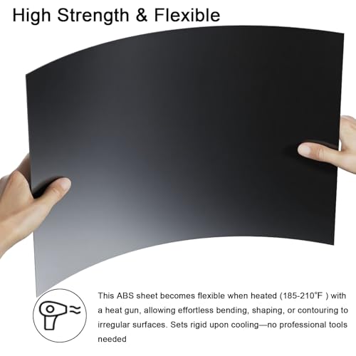 ABS Plastic Sheet 1/4 Inch Thick - 2PACK 12" x 24" Black Rigid ABS Board Impact Resistant Heat Moldable ABS Plastic Panel for Industrial DIY Projects, Home Decor, Handicrafts - (Frosted & Smooth) - size: 12x24x1/4 inch