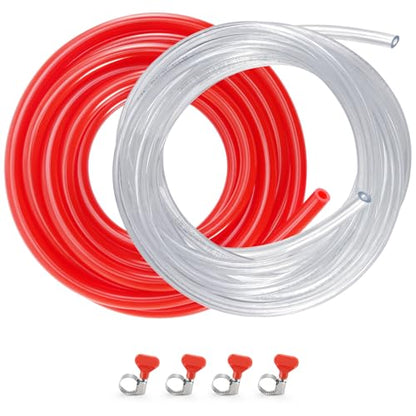 FERRODAY 5 FT 3/16" Beer Line Tubing & 5/16" CO2 Hose Beer Brewing Equipment Lines Replacement Kit, Durable Kegerator Parts Beer Hose with 4 Clamps - size: 5FT-Beer Gas Line