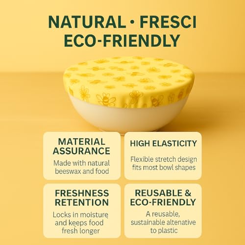 2 Pack 10 Inch Reusable Round Beeswax Bowl Covers for Sourdough Bread Proofing & Cold Fermentation, Prevents Dough Drying, Natural Elastic Cotton Lids for Banneton & Mixing Bowls