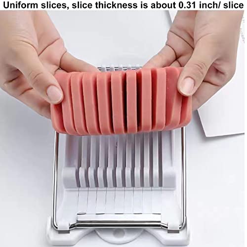 FENGCHEN Spam Slicer, Easy Luncheon Meat Cutter with Stainless Wires, Multi-purpose Soft Food Cutter for Luncheon Meat, Fruit of Kitchen Home Use, Durable and Rust Resistant Food Prep Accessory,White - color: White