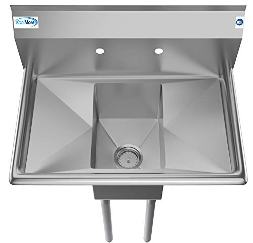 KoolMore - SA101410-10B3 1 Compartment Stainless Steel NSF Commercial Kitchen Prep & Utility Sink with 2 Drainboards - Bowl Size 10" x 14" x 10", Silver - size: 2 Drainboards