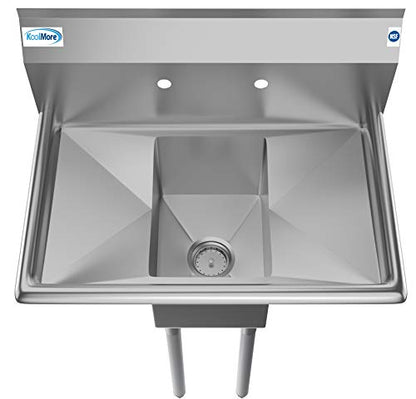 KoolMore - SA101410-10B3 1 Compartment Stainless Steel NSF Commercial Kitchen Prep & Utility Sink with 2 Drainboards - Bowl Size 10" x 14" x 10", Silver - size: 2 Drainboards
