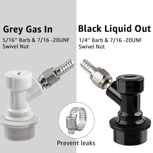 MRbrew Ball Lock Keg Fittings 3 Pairs Quick Ball Lock Disconnect Set with Stainless 5/16” Gas 1/4” Liquid Barbed MFL Swivel Nuts for Corny Keg Connectors Ball Lock for Keg Posts, Keg Coupler, Homebrew