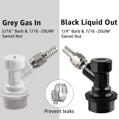 MRbrew Ball Lock Keg Fittings 3 Pairs Quick Ball Lock Disconnect Set with Stainless 5/16” Gas 1/4” Liquid Barbed MFL Swivel Nuts for Corny Keg Connectors Ball Lock for Keg Posts, Keg Coupler, Homebrew