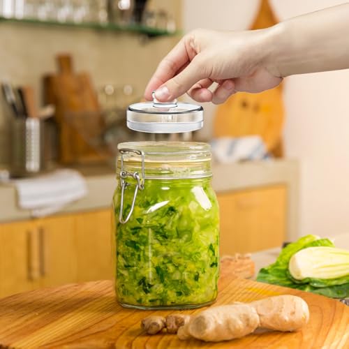 Jucoan 9 Pack Glass Fermentation Weights with Easy Grip Handle, Heavy Glass Fermenting Weights for Wide Mouth Mason Jars, Fermenting Lid Kit Pickling Weights for Kimchi, Sauerkraut, Dishwasher Safe - size: 9 Pack