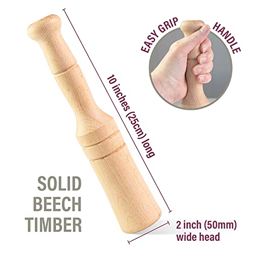 Sauerkraut Pounder - Solid Wooden Tamper for Sauerkraut Kimchi and Meat Tenderizing