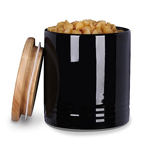 LEETOYI Ceramic Food Storage Jar with Seal Lid, Serving for Ground Coffee, Tea, Sugar, Salt and More - 31 Oz (Black) - color: Black