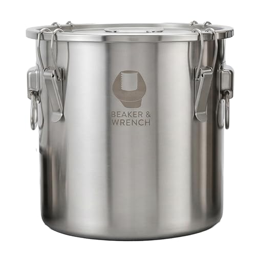 Food Safe 304 Stainless Steel 5 Gallon (20L) Container Bucket with Clamps and Air-Tight Lid with Silicone Gasket - size: 20L