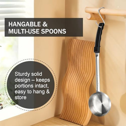 6 Ounce Solid Stainless Steel Portion Control Ladle Spoon -2Pcs Pizza Sauce Serving Spoons Portion Ladle for Sauces, Perfect for Weight Watchers, Buffets, Parties - size: 6 Ounce, style: 2 PCS