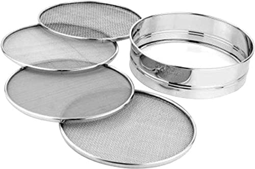 4 In 1 Stainless Steel Interchangeable Sieve Set of 5 Flour Spices Food Strainers Atta Chalni Jaali Channi Atta, Maida Strainer - Silver, Length 8 Inch, Width Height 2.5 Inch