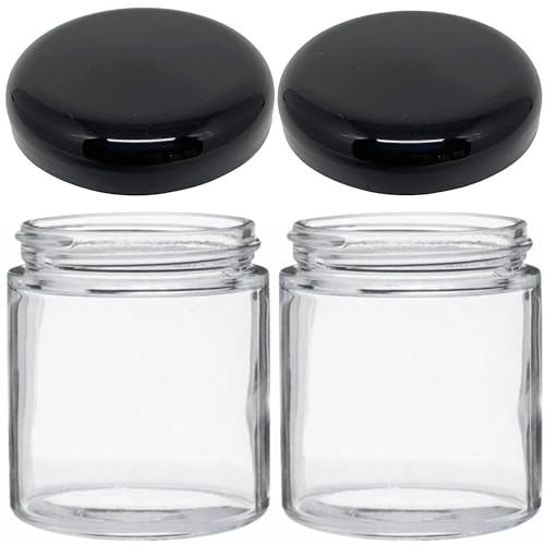 Jarming Collections Mason Jars - 16 oz Glass Extra Wide Mouth Pint Storage Jars with BPA Free Plastic Lids - Made in USA - color: 2 Black Dome Plastic Lids-16 OZ