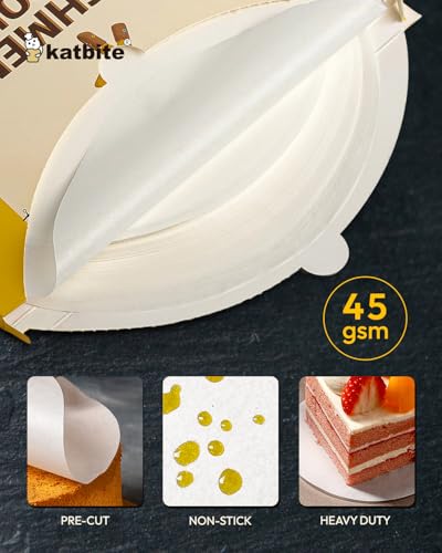 Katbite 200Pcs 5 Inch Parchment Paper Rounds, Extra Strong Heavy Duty & Non-stick for Patty Separating, Freezing, Springform Cake Tin, Toaster Oven, Tortilla Press - size: 5inch-200