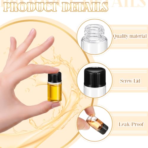 Lallisa 100 Pcs 3ml Glass Vials with Black Screw Caps and Plastic Stoppers, 0.1 oz Clear Small Leakproof Bottles Bulk, Mini Liquid Sample Vials for Essential Oils, Sample, DIY Craft - color: Clear with Black Cap, size: 3 ml