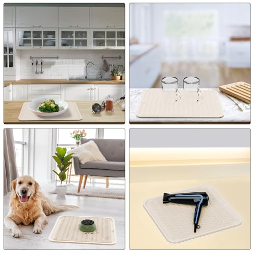 ZLR 4-in-1 Silicone Mat 12" x 12" / 305 x 306mm Square - Dish Drying Mat, Air Fryer Mat, Coffee Maker Pad & Heat Resistant Trivet (up to 450°F) - Non-Slip Food-Grade BPA-Free (Cassava White) - color: Cassava White, size: 12" x 12"