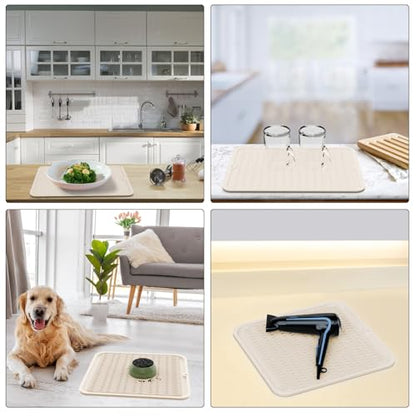 ZLR 4-in-1 Silicone Mat 12" x 12" / 305 x 306mm Square - Dish Drying Mat, Air Fryer Mat, Coffee Maker Pad & Heat Resistant Trivet (up to 450°F) - Non-Slip Food-Grade BPA-Free (Cassava White) - color: Cassava White, size: 12" x 12"
