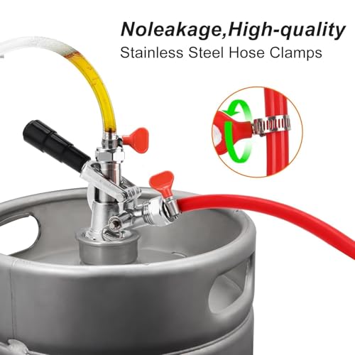 10FT Kegerator Beer Co2 Gas Dual Lines Kit, ID 3/16" Keg Beer Lines Tubing & ID 5/16'' Co2 Gas Hose Food-Grade PVC Tubing Keg Faucet Tube with 6Pcs Hose Clamps for Homebrew - size: 10Ft Beer Line + 10Ft Gas Line