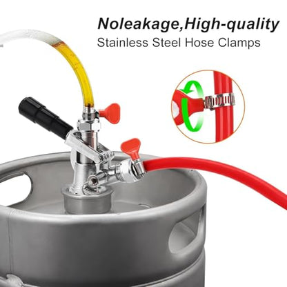 10FT Kegerator Beer Co2 Gas Dual Lines Kit, ID 3/16" Keg Beer Lines Tubing & ID 5/16'' Co2 Gas Hose Food-Grade PVC Tubing Keg Faucet Tube with 6Pcs Hose Clamps for Homebrew - size: 10Ft Beer Line + 10Ft Gas Line