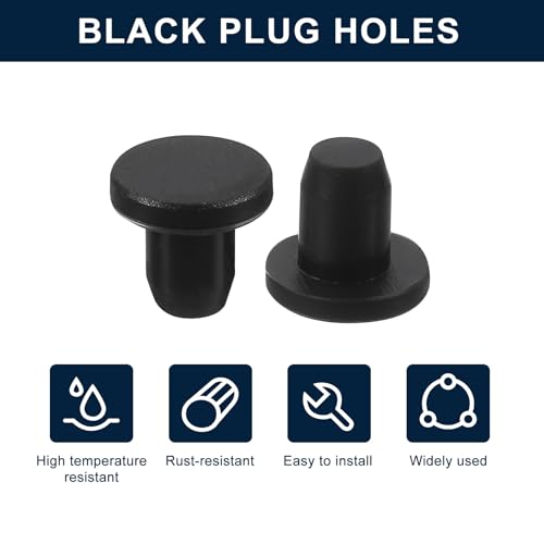 uxcell 32 Pieces Black Rubber Stopper, 5.3mm Plug Holes for 5mm/0.2" Hole - size: 5 mm