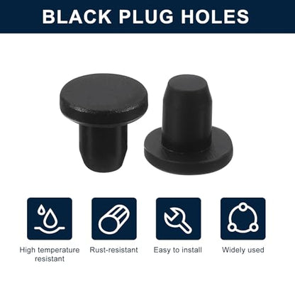 uxcell 32 Pieces Black Rubber Stopper, 5.3mm Plug Holes for 5mm/0.2" Hole - size: 5 mm