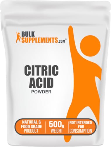 BulkSupplements.com Citric Acid Powder - Citric Acid Food Grade, for Flavor Enhancer, & Cleaning, Citric Acid for Bath Bombs - Anhydrous & Gluten Free, 500g (1.1 lbs) (Pack of 1) - size: 17.6 Ounce (Pack of 1)