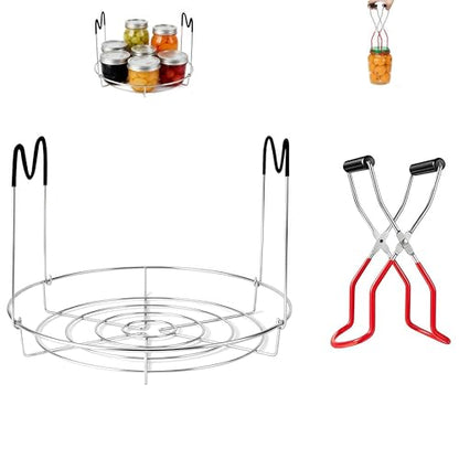 Canning Rack for Water Bath Canne Premium Stainless Steel with Heat Resistant Silicone Handles & Safe Jar Lifter