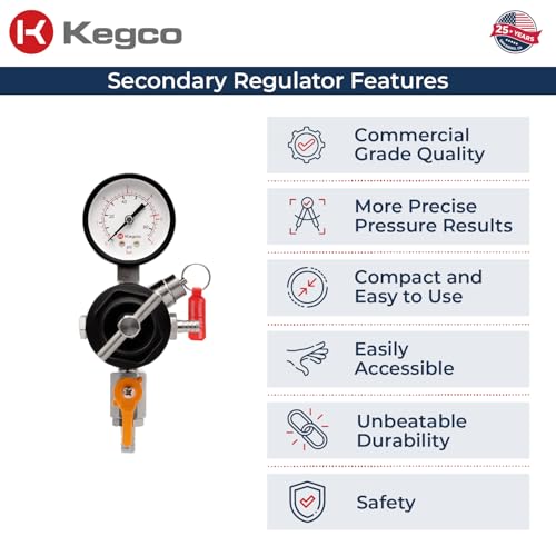 Kegco Secondary Regulator, Single Gauge, Black