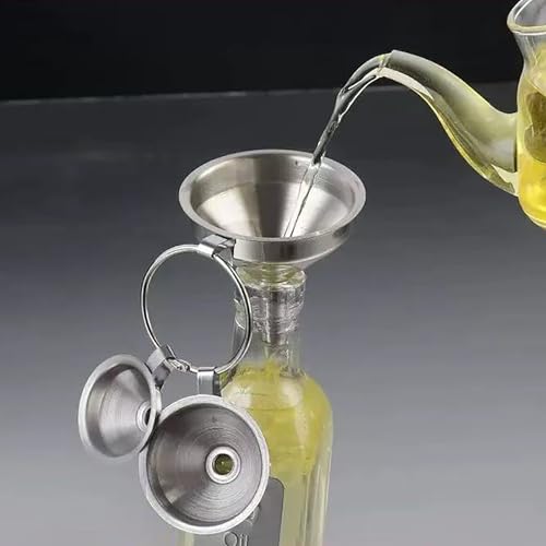Stainless Steel Funnels, Large Small Funnel Set of 3, Food Grade Mini Metal Kitchen Funnel for Transferring Essential Oils, Liquid, Fluid, Small Funnels for Filling Bottles Flask Cooking