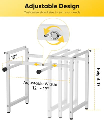 Mondazie Adjustable Metal Bee Hive Stand with Detachable Beehive Frame Holder for 8 & 10 Frame, 12 to 19 Inches Width Flow Hives Stand with 120-Inches Strap, Flowhive Stands Base for Beekeeping, White - color: White - With Frame Holder
