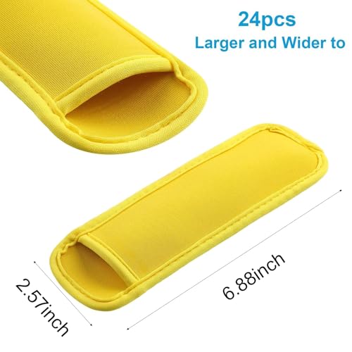 JANYUN 24 Pack Yellow Popsicle Bags Ice Pop Sleeves Antifreezing Holder | DIY Blank Elasticity Neoprene Freeze Frozen Pops Holders Yogurt Treats Sleeves Summer Party Favors Classroom School Gifts - color: Yellow