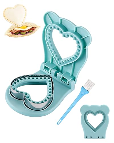 CHICHAUS Uncrustable Sandwich Maker,Sandwiches Pocket Circle Shape 3.7Inch Sandwich Cutter and Sealer,Sandwich Cutter for Kids Breakfast and lunchboxes (Heart Blue) - color: Heart Blue