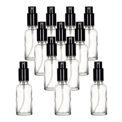 YIZHAO Clear Glass Spray Bottles 1oz, with Small Fine Mist Spray, Metal Cap, Refillable for Essential Oil,Travel,Cleaning,Perfume,Aromatherapy,Makeup – 12 Pcs - color: Transparent, size: 30ml-12