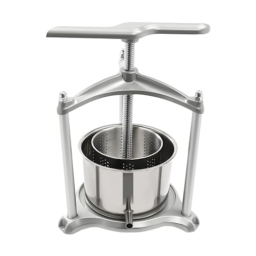 Fruit Wine Press 0.7 Gallon Stainless Steel Fruit Wine Press 100% Nature Juice Making Manual Juice Maker Apple Grape Berry Vegetables Crusher Olive Oil Cider Wine Making Press Machine - color: 0.7 Gallon