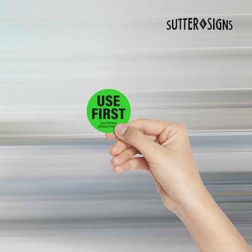 1000 Labels Use First Stickers for Food Service, 1.5-inch Wide, by Sutter Signs - color: Green