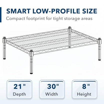 21" x 30" x 8" Chrome Wire Storage Shelf, Dunnage Rack, Commercial 1 Tier Small Shelf - color: Silver, size: 21"D x 30"W x 8"H