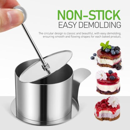 SHINEOFI Round Cake Ring Mold for Baking Stainless Steel Ring Molds for Mousse Dessert Small Pastry Baking Accessories for Home Bakers and Parties