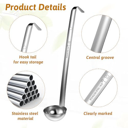 12 Pcs Stainless Steel Soup Ladle for Serving with Long Handles Portion Control Serving Spoons, Cooking Servings Ladle for Cooking Sauce Stews Kitchen Home(1 oz)