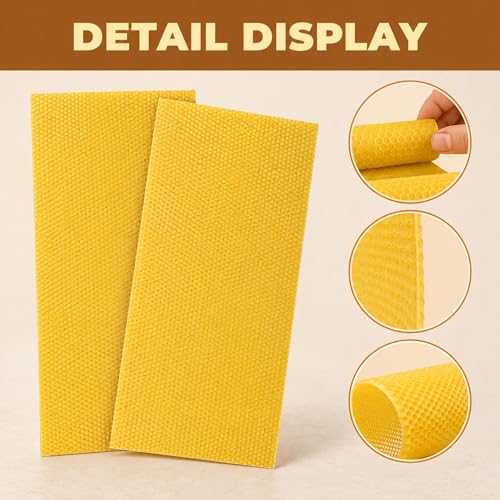 QalryXen 30Pcs Beeswax Sheets, Premium Natural Foundation for Beekeeping & Candle Making, Easy to Use Beehive Wax Sheets for Honeycomb Frames, DIY Craft Supplies, 7.7x16.3 Inch