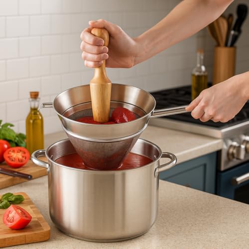HIC Kitchen Chinois Fine-Mesh Cone Sieve, 18/8 Stainless Steel, For Straining Sauces, Soups, And Purees, 7-Inch Diameter - style: Stainless Steel Chinois