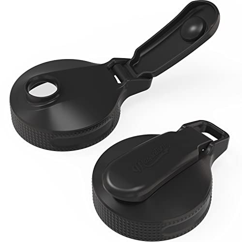Masontops Multi Top Flip Cap Mason Jar Lids - Regular & Small Mouth - Sip, Pour, Store & More - Leakproof 2-Pack - color: Black, size: Small/Regular Mouth