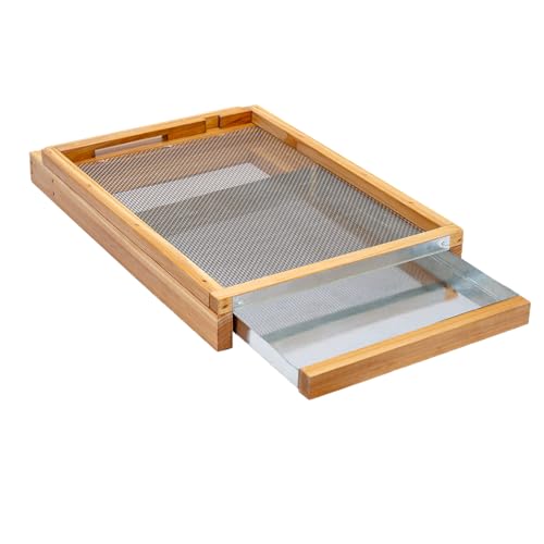 Honey Lake Langstroth Bee Hive Metal Screened Bottom Board Dipped in 100% Beeswax with Entrance Reducer, Screen Bottom Board for 10 Frame Beehive, Beehive Separated Board Beekeeping Supplies - size: 10-Frame