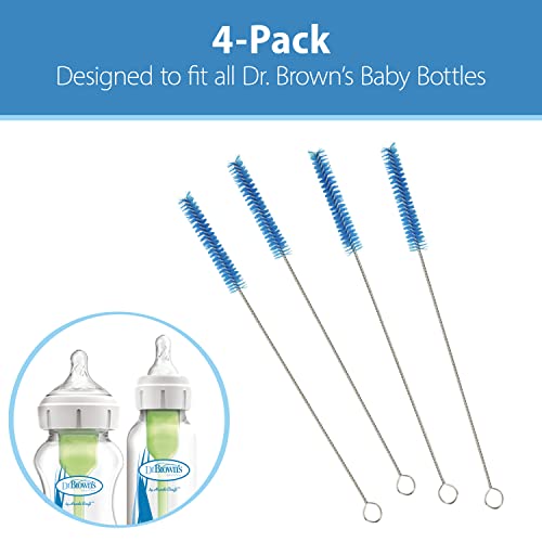 Dr. Brown’s Natural Flow Reusable Baby Bottle Vent System and Reservoir Cleaning Bristle Brush, BPA Free, Blue Brushes, 4-Pack - size: 4 Pack