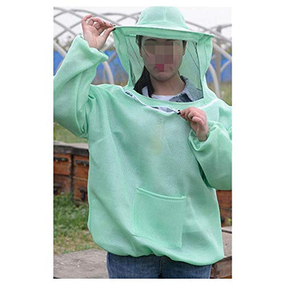Breathable Beekeeping Protective Jacket Suit with Pull Hat Veil for Professional and Beginner Beekeepers Without Pants - color: Green